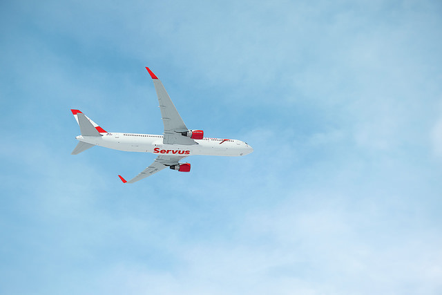 Austrian Airlines Plane in Blue Sky