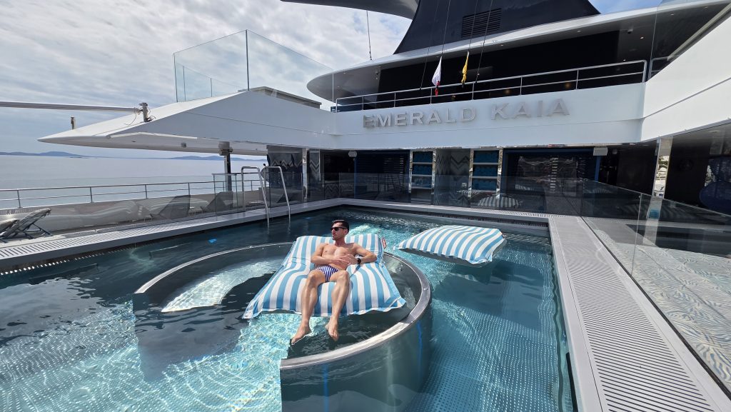 Aqua Pool on deck 6 of the Emerald Kaia superyacht