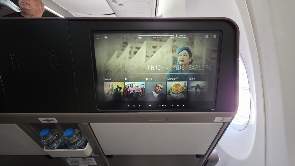 Oman Air Business Class B737 MAX Entertainment TV Screen