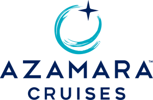Azamara Cruises logo with teal circular brushstroke and dark blue star, plus the words AZAMARA CRUISES in uppercase.