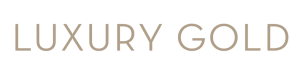 Luxury Gold logo with beige uppercase text on a black background