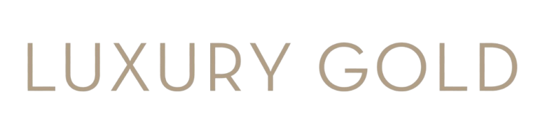 Luxury Gold logo with beige uppercase text on a black background