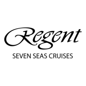 Regent logo with cursive 'Regent' and 'SEVEN SEAS CRUISES' tagline.